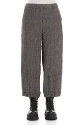 Cropped Loose Silver Sage Mélange Linen Trousers 1