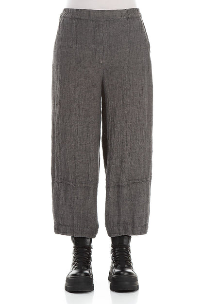 Cropped Loose Silver Sage Mélange Linen Trousers 1