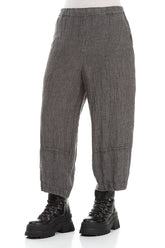 Cropped Loose Silver Sage Mélange Linen Trousers 3