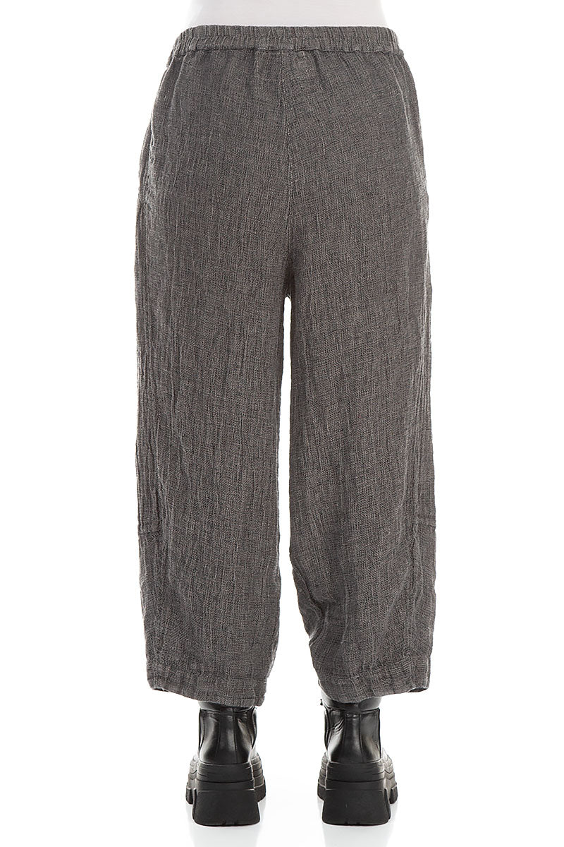 Cropped Loose Silver Sage Mélange Linen Trousers 2
