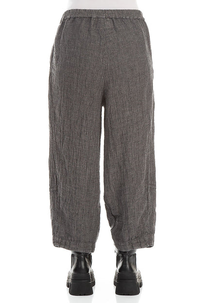 Cropped Loose Silver Sage Mélange Linen Trousers 2