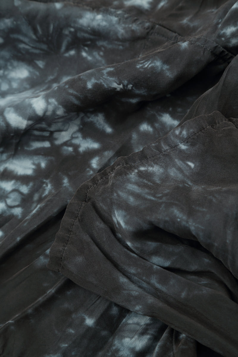 Cropped Loose Liquid Charcoal Pure Silk Trousers