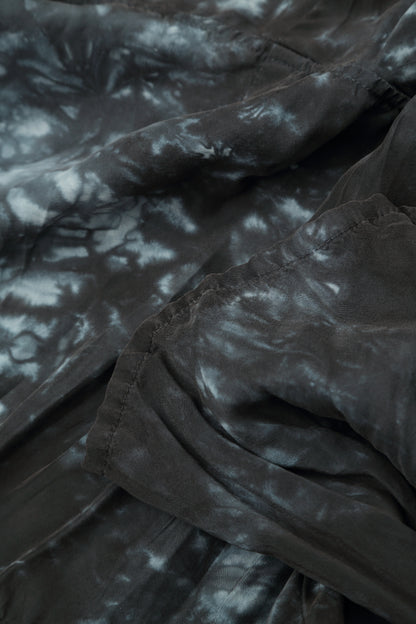 Cropped Loose Liquid Charcoal Pure Silk Trousers