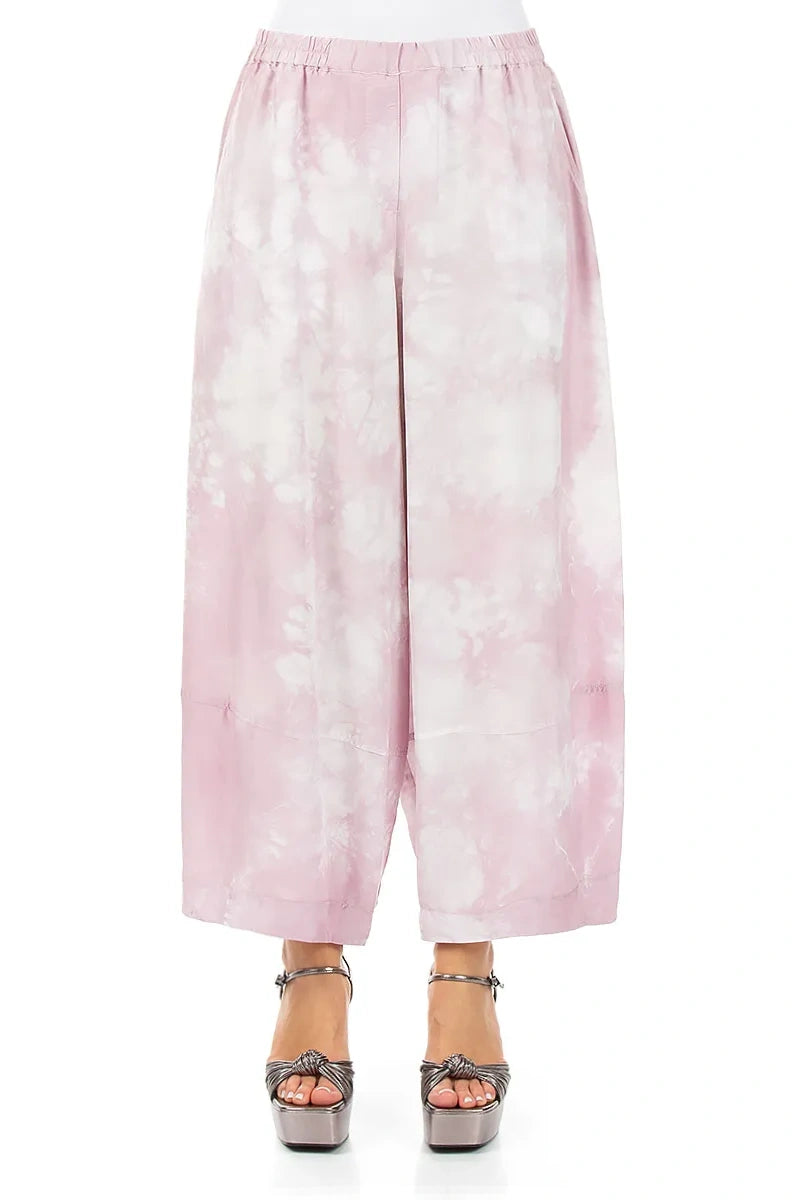 Loose Liquid Pink Pure Silk Trousers
