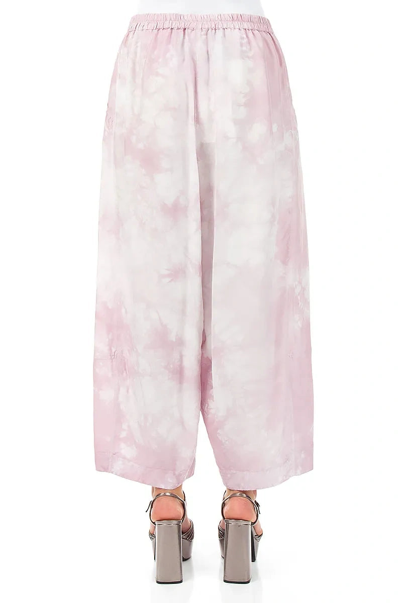 Loose Liquid Pink Pure Silk Trousers
