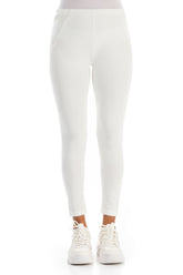 Cropped Off White Cotton Leggings 1