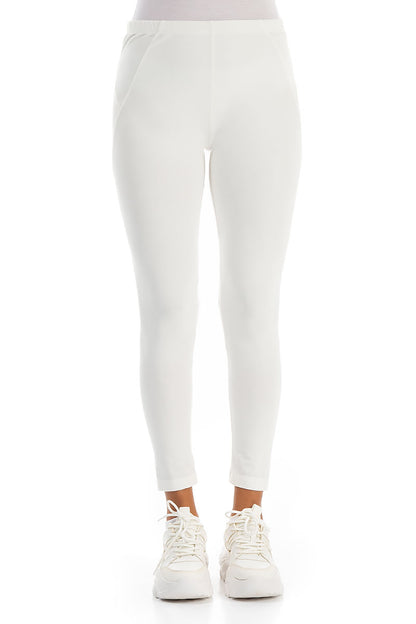 Cropped Off White Cotton Leggings 1