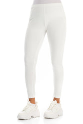 Cropped Off White Cotton Leggings 3