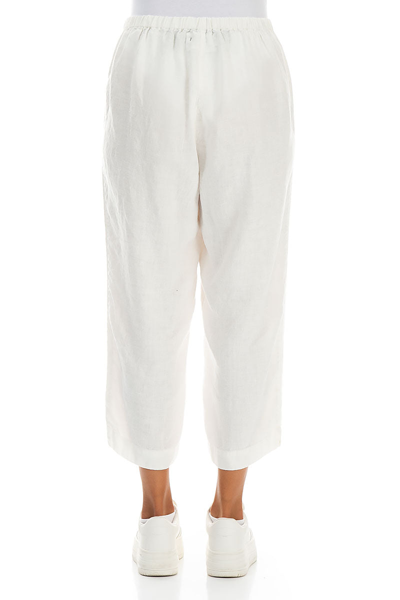 Cropped Off White Linen Trousers 2