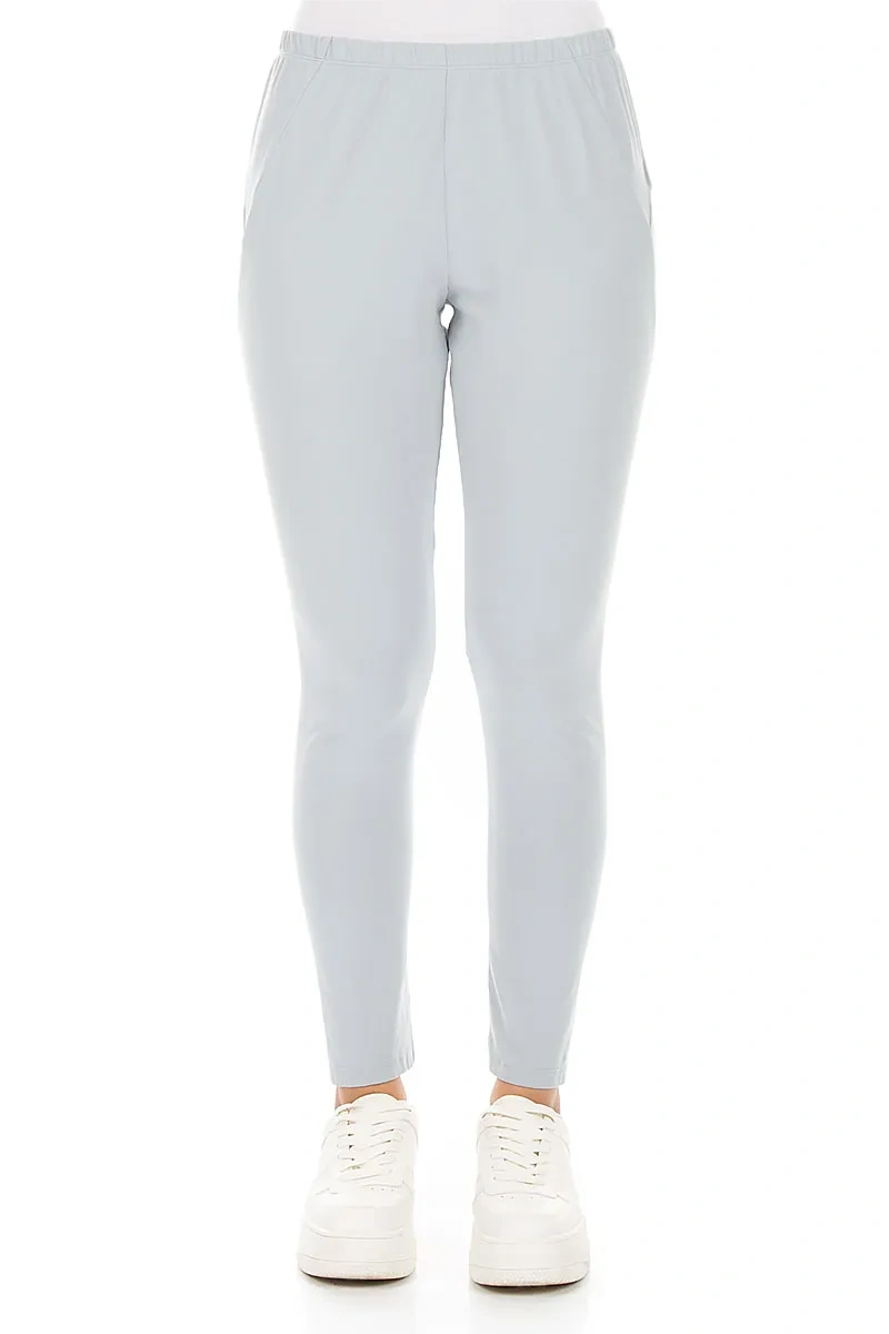 Cropped Silver Grey Cotton Leggings