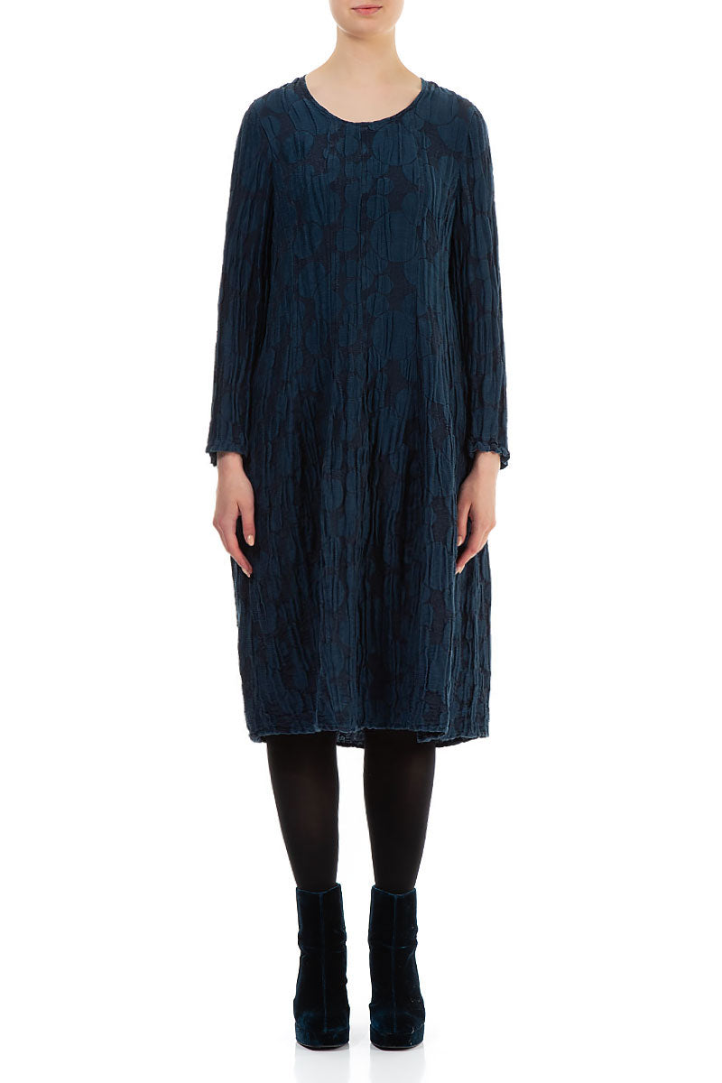Balloon Navy Circle Silk Linen Dress 1