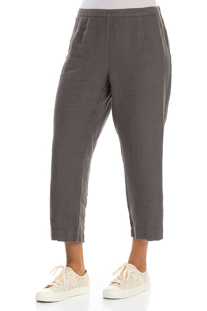 Cropped Truffle Linen Trousers 3