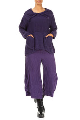 Cropped Wide Crinkled Purple Silk Trousers 4