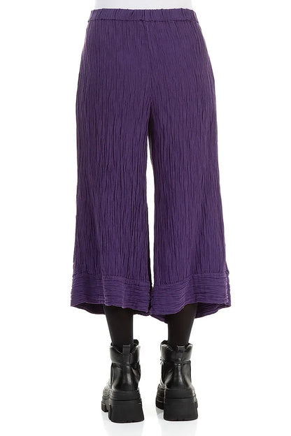 Cropped Wide Crinkled Purple Silk Trousers 2