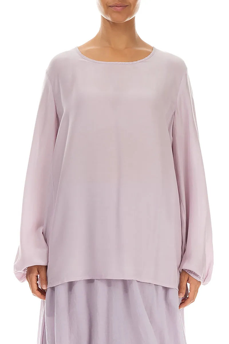 Cuff Sleeves Lilac Silk Bamboo Blouse 1