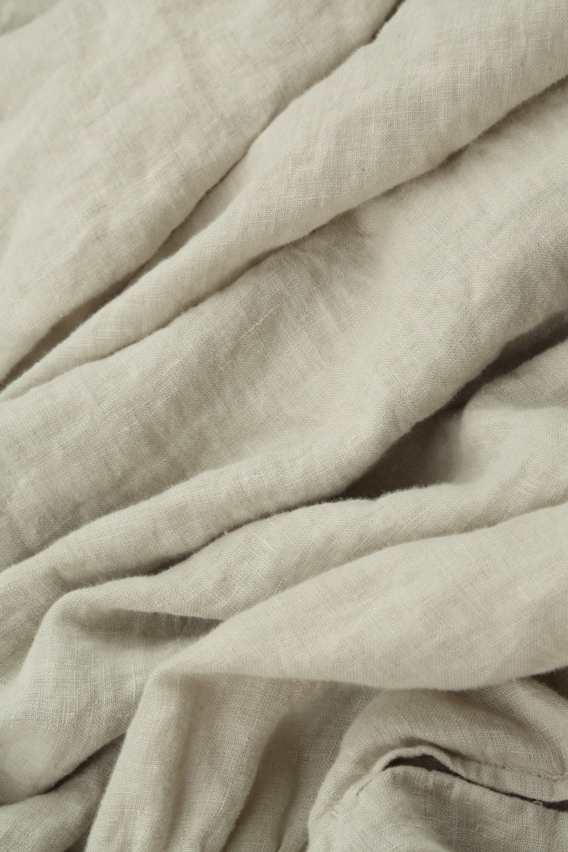 Curved Seam Beige Linen Dress 5