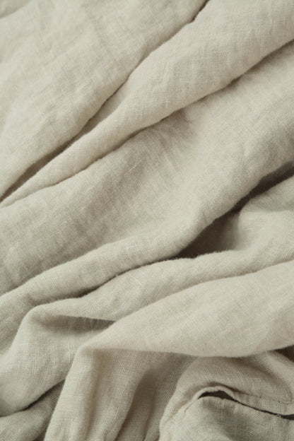 Curved Seam Beige Linen Dress 5