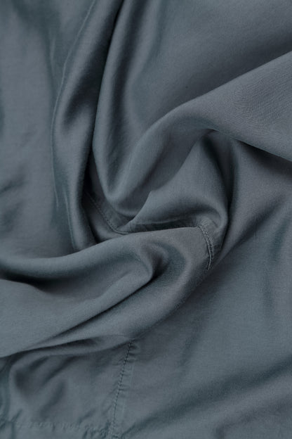 Pantalon en Soie et Coton Gris ardoise incurvé