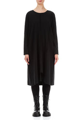 Cut Out Black Rib Cotton Wool Dress 2