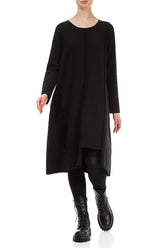 Cut Out Black Rib Cotton Wool Dress 4