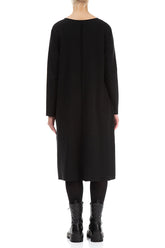 Cut Out Black Rib Cotton Wool Dress 3