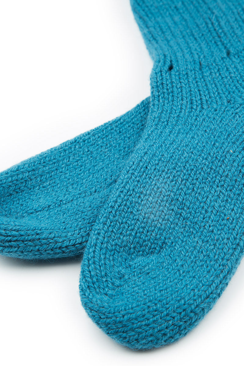 Cyan Blue Wool Socks 4