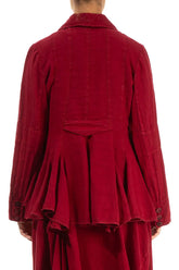 Dark Red Peplum Linen Jacket 2