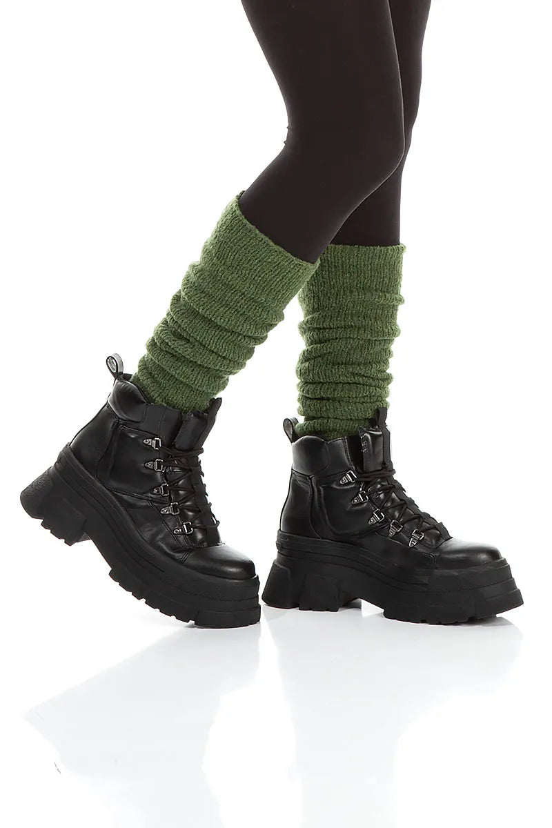 Dark Sage Wool Leg Warmers