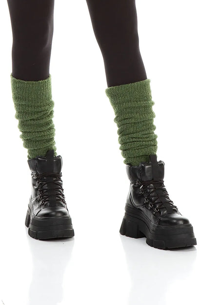 Dark Sage Wool Leg Warmers