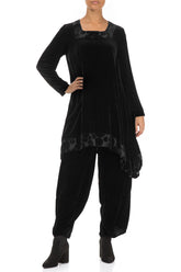 Decorated Devoré Bubbles Black Silk Velvet Tunic 4
