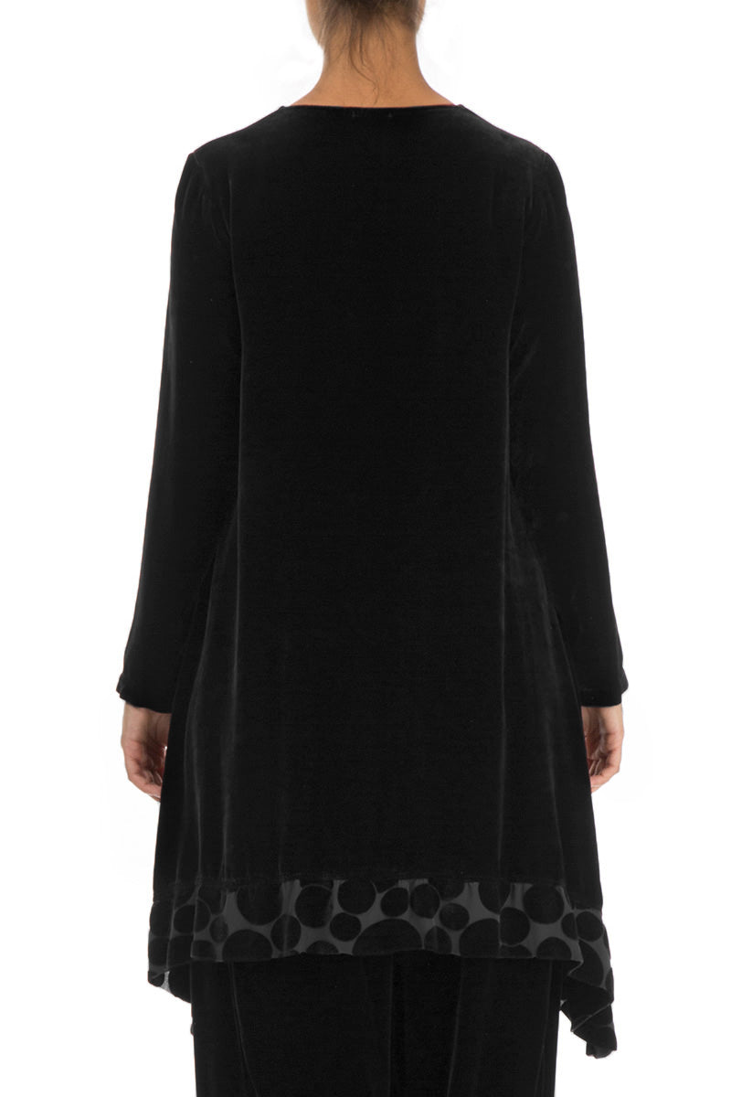 Decorated Devoré Bubbles Black Silk Velvet Tunic 2