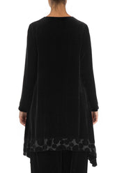 Decorated Devoré Bubbles Black Silk Velvet Tunic 2