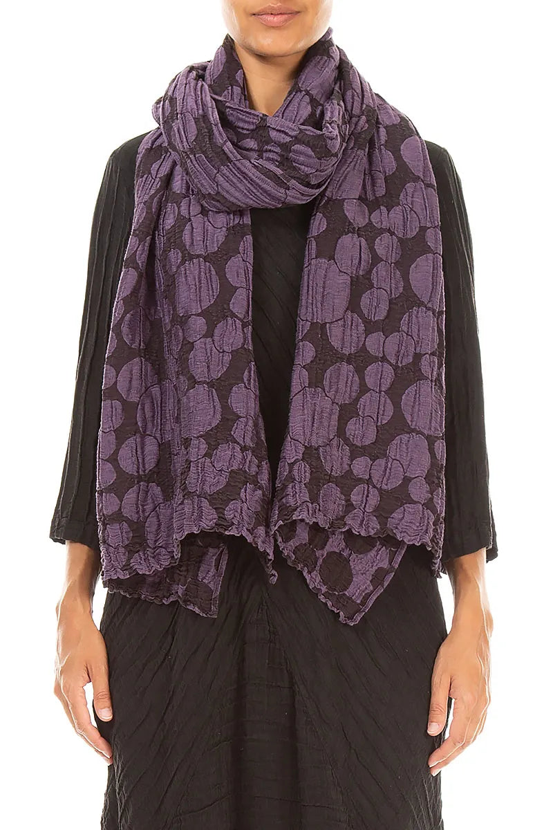 Deep Plum Circle Silk Linen Scarf 1