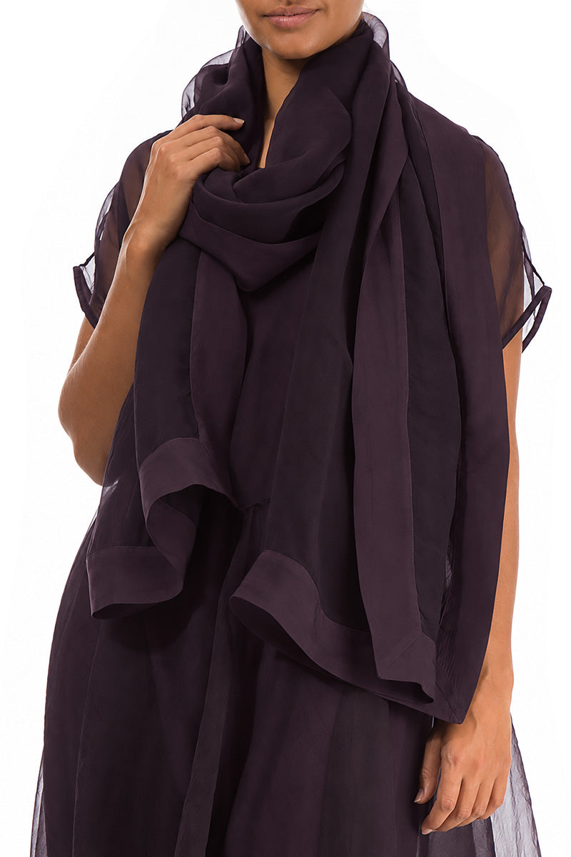 Deep Plum Silk Chiffon Scarf 3
