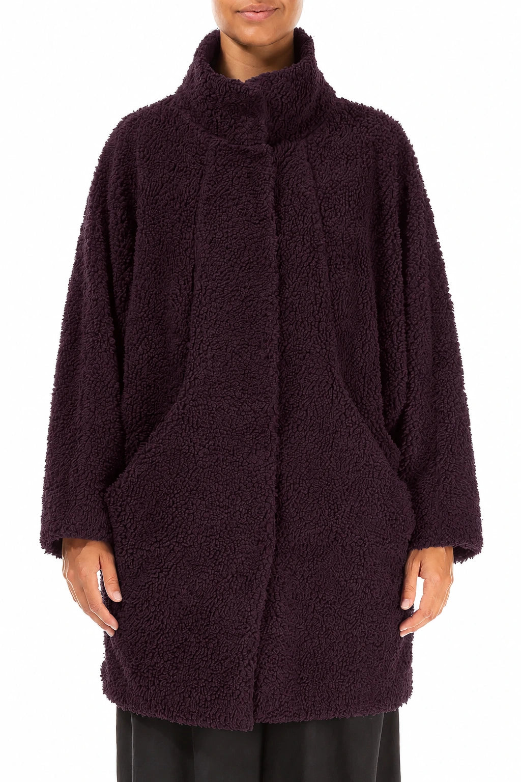 Deep Plum Teddy Cotton Coat 1