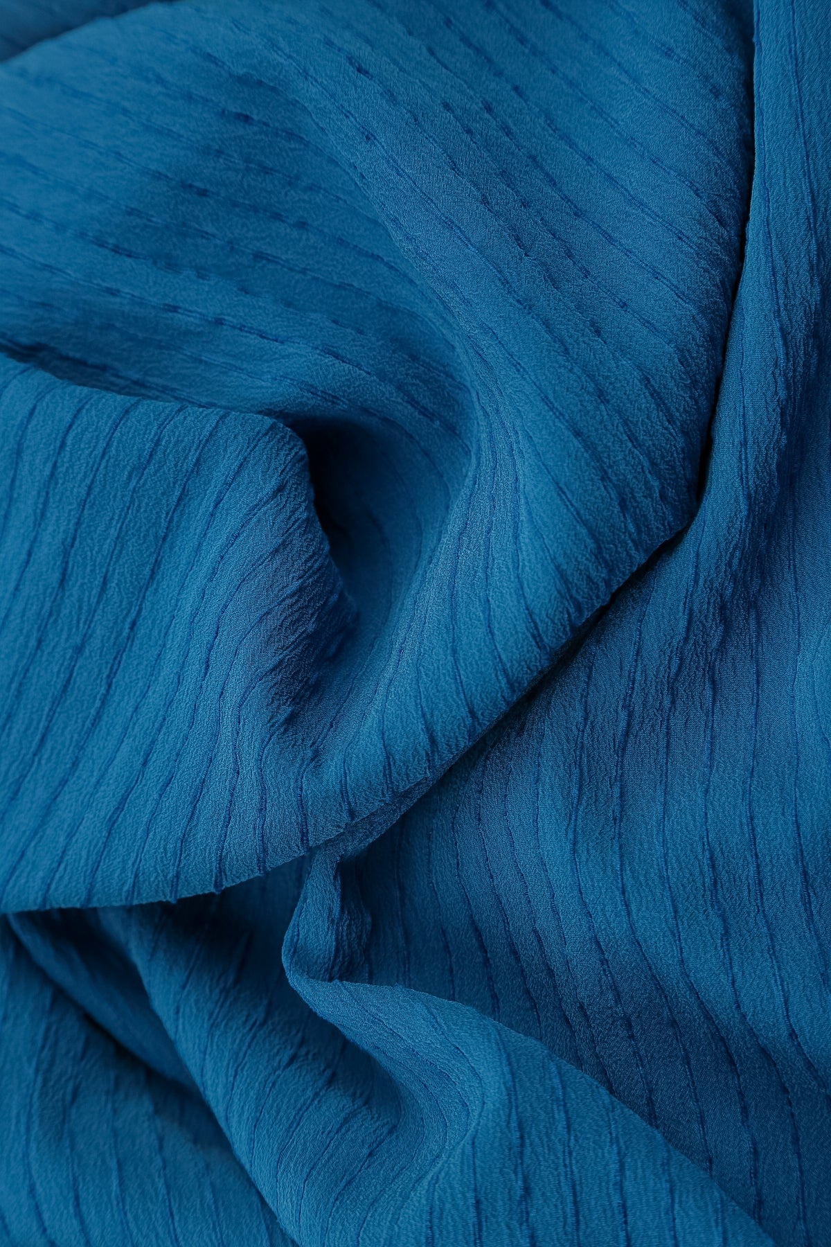 Deep Slit Cobalt Blue Striped Silk Jacket