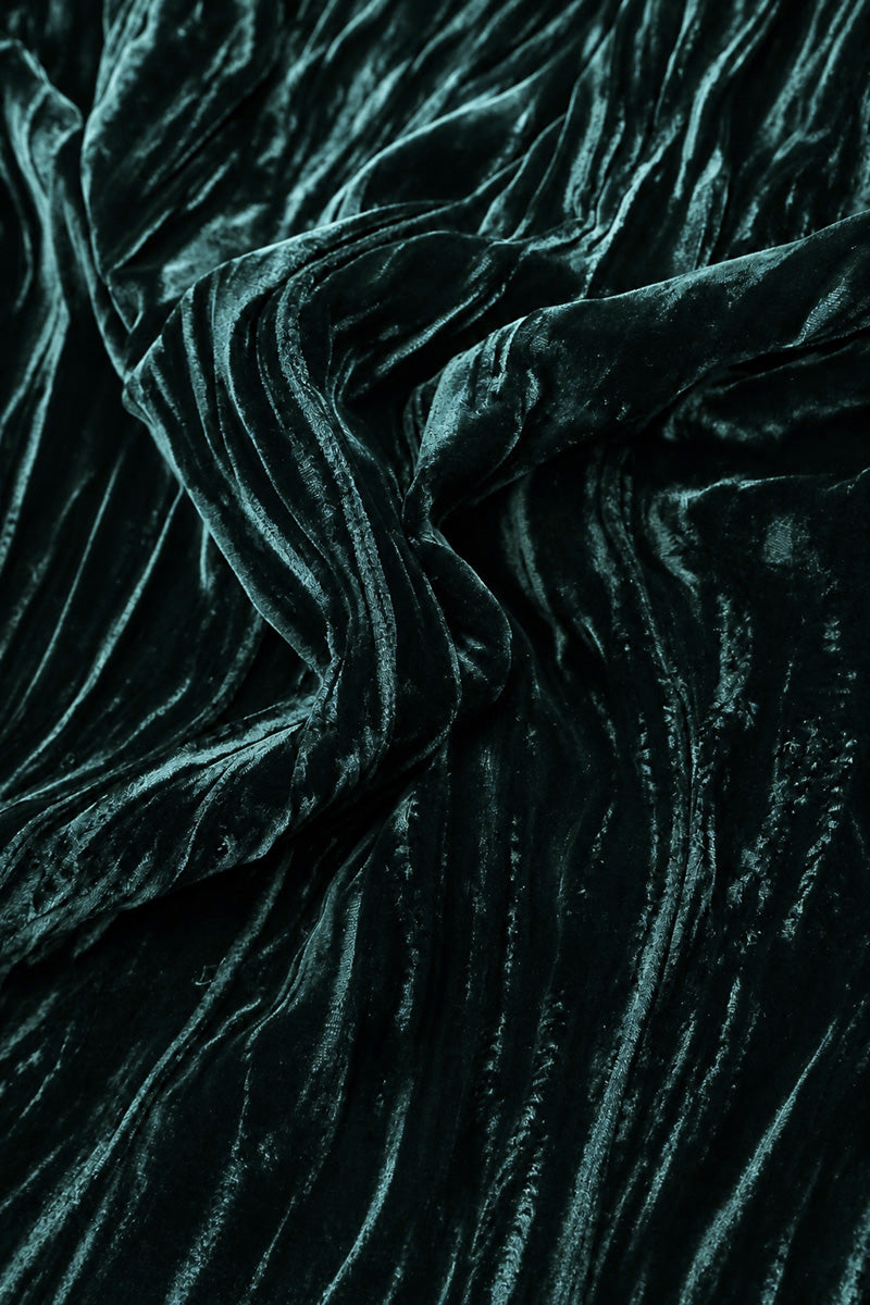 Deep Turquoise Crumpled Silk Velvet Scarf 4