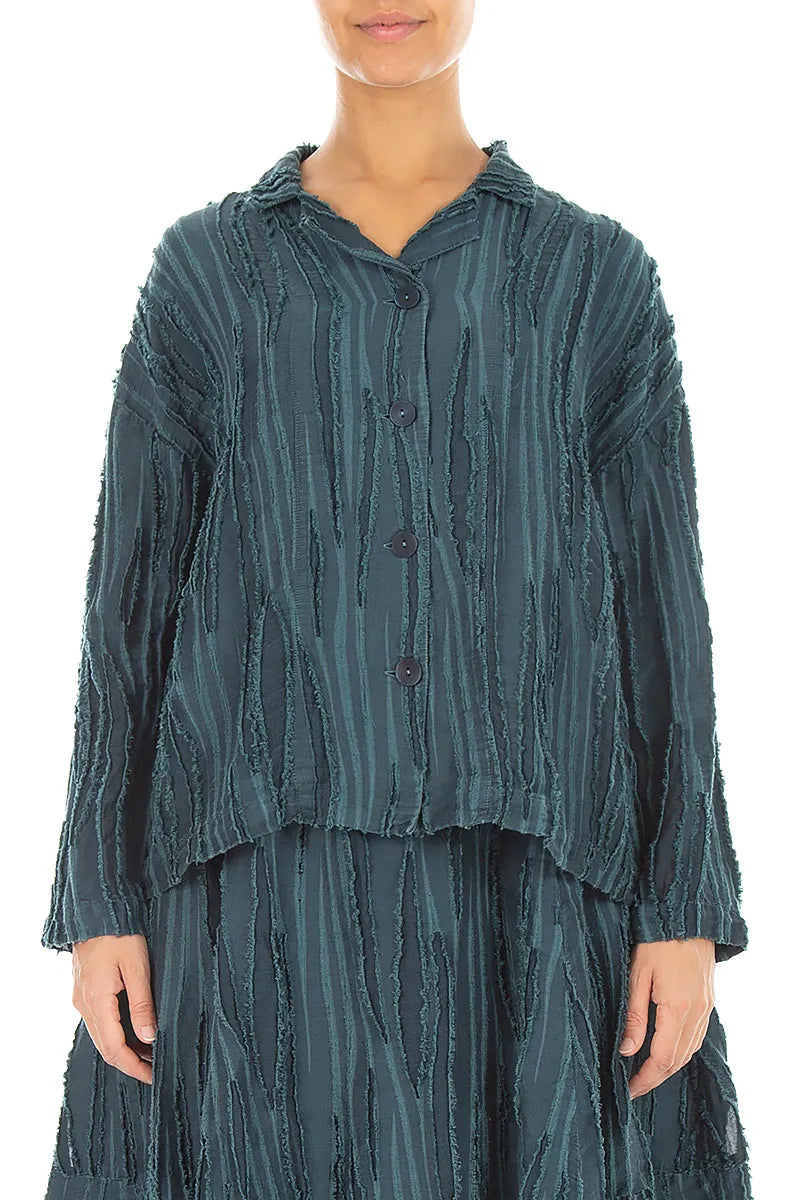 Deep Turquoise Fray Weave Jacket 1