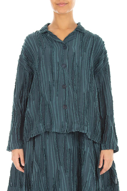 Deep Turquoise Fray Weave Jacket