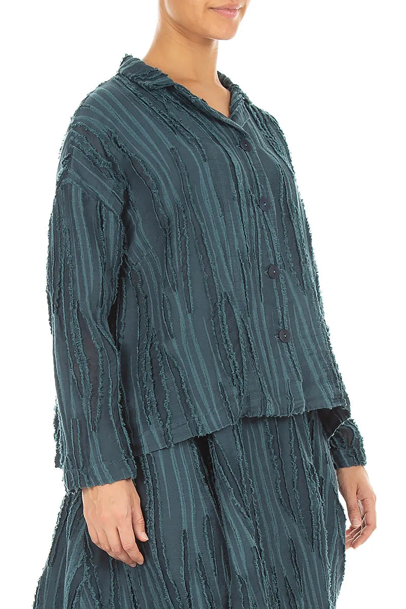 Deep Turquoise Fray Weave Jacket