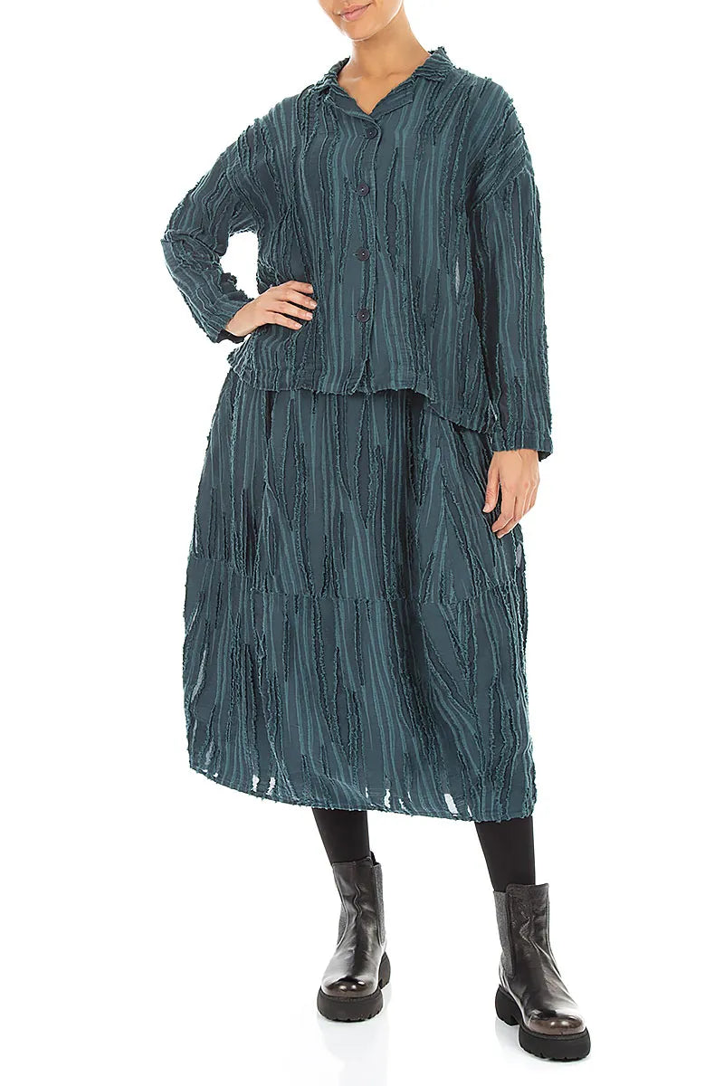 Deep Turquoise Fray Weave Jacket 4