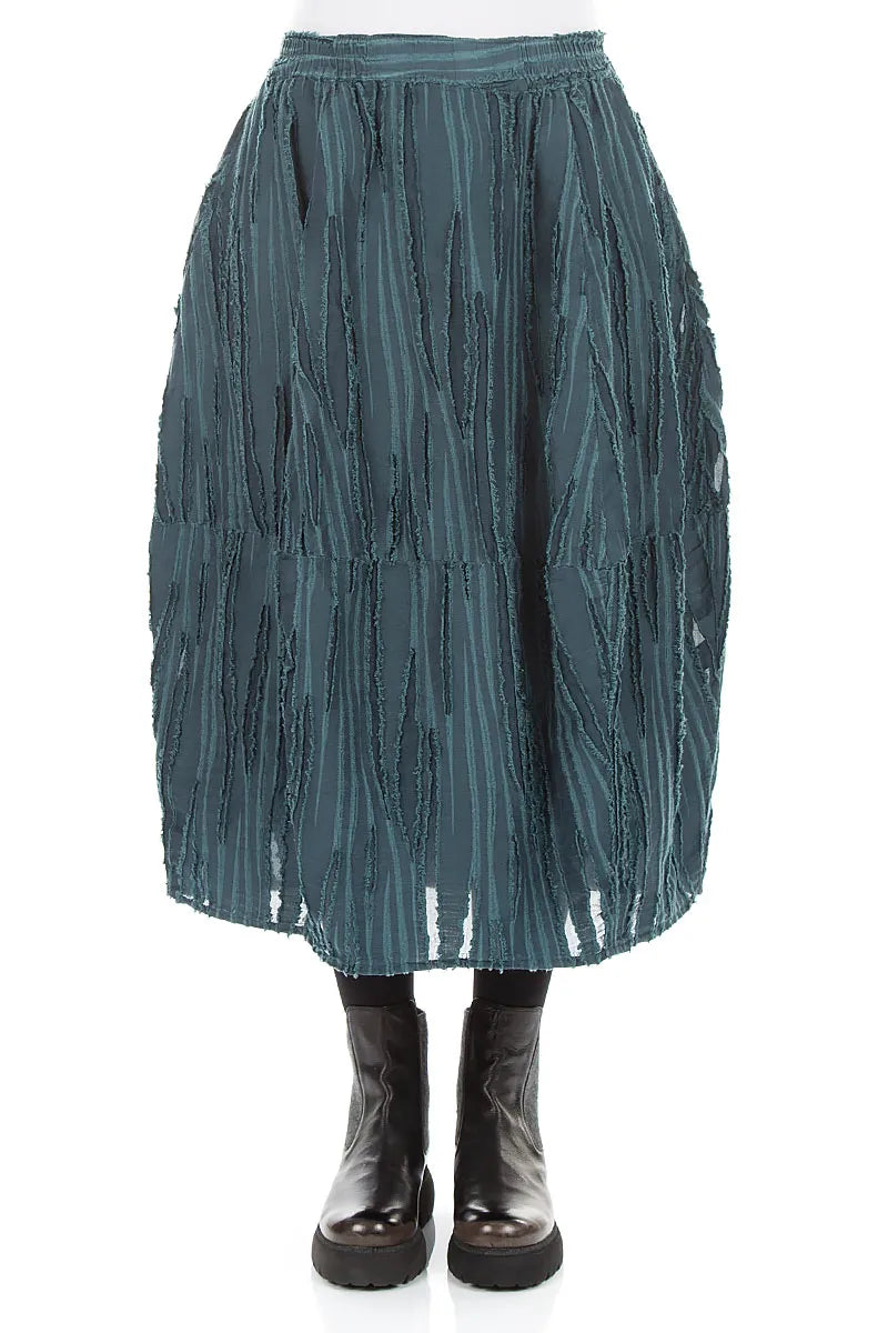 Deep Turquoise Fray Weave Skirt 1