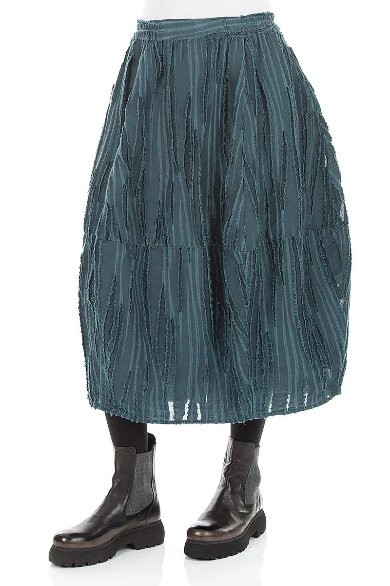 Deep Turquoise Fray Weave Skirt 3