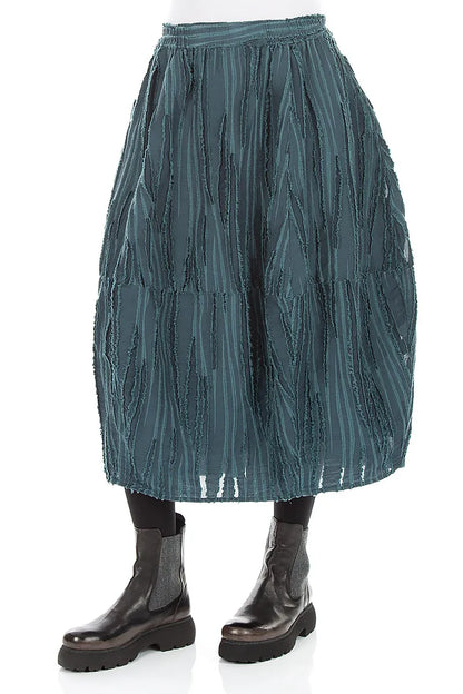 Deep Turquoise Fray Weave Skirt