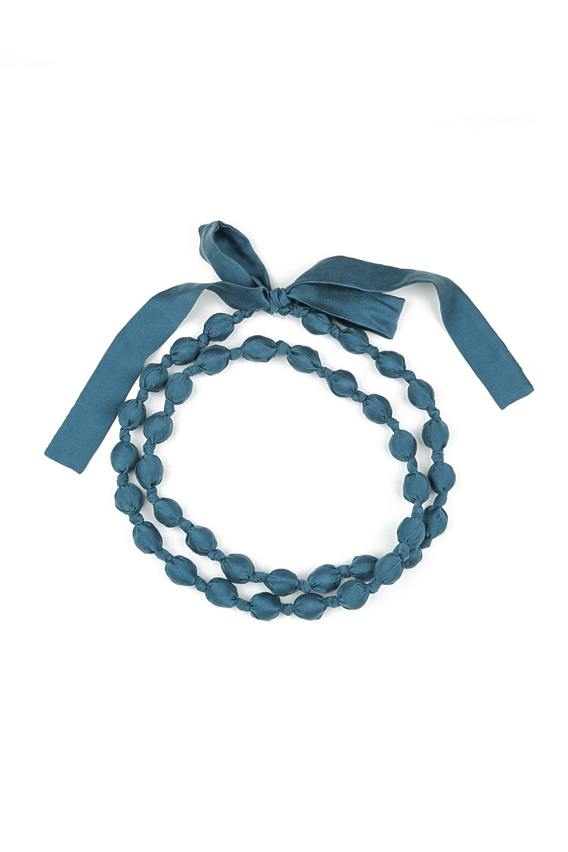 Deep Turquoise Silk Fine Bead Necklace 5