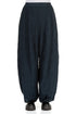 Detailed Loose Crinkled Navy Silk Trousers 1