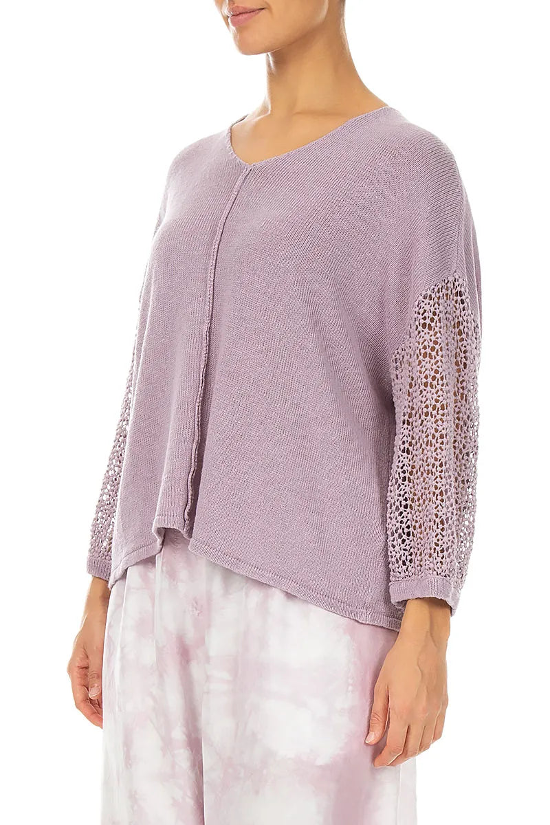 Detailed Sleeve Lilac Linen Jumper 3