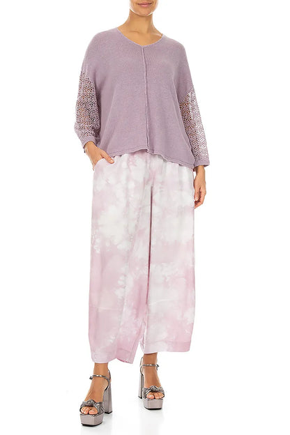 Detailed Sleeve Lilac Linen Jumper 4