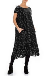 Devoré Bubbles Black Silk Velvet Dress 4