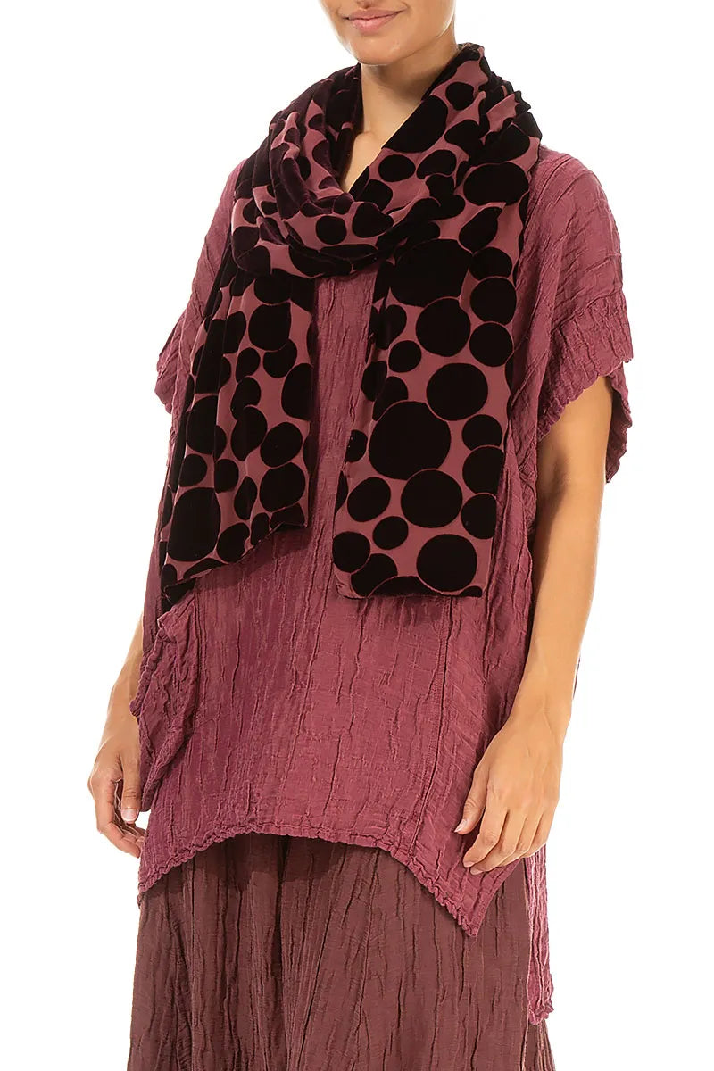 Devoré Bubbles Merlot Silk Velvet Scarf 3
